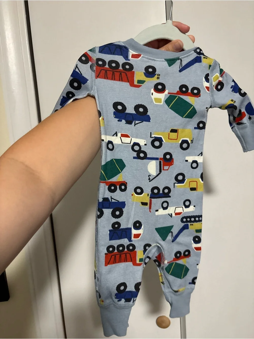 Hanna Andersson 0-3 month Blue Construction Print One-Piece Pajamas